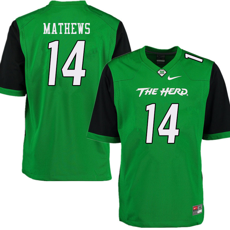 Men #14 Nick Mathews Marshall Thundering Herd College Football Jerseys Sale-Green - Click Image to Close